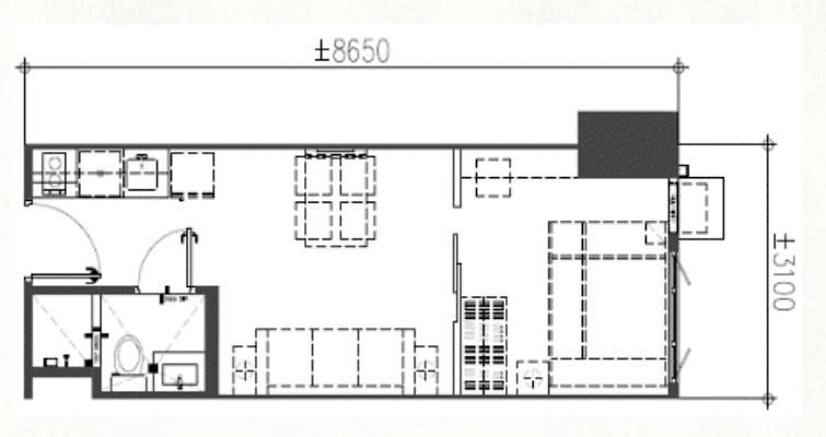 1-Bedroom Unit Floor plan - Sands Residences