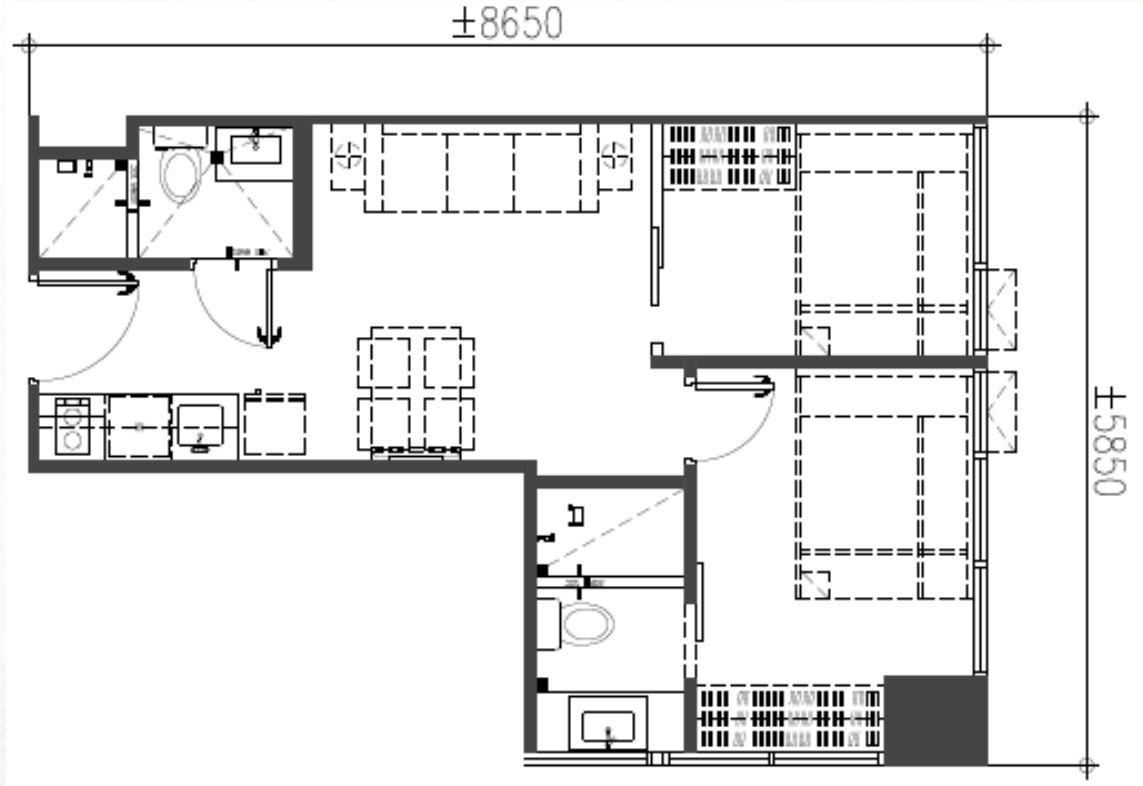 2 Bedroom Unit Floor plan - Sands Residences