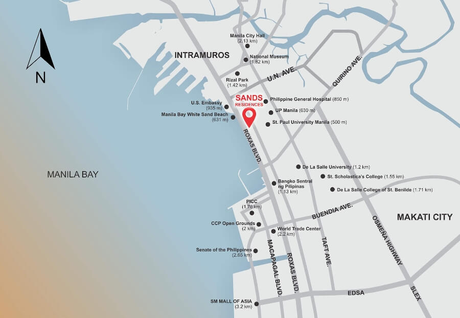 Sands Residences Location Map